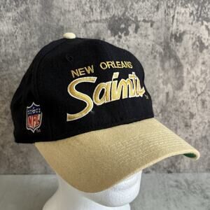 VTG New Orleans Saints Fitted Hat Sports Specialties Wool Script Cap 7 1/4 FLAWS
